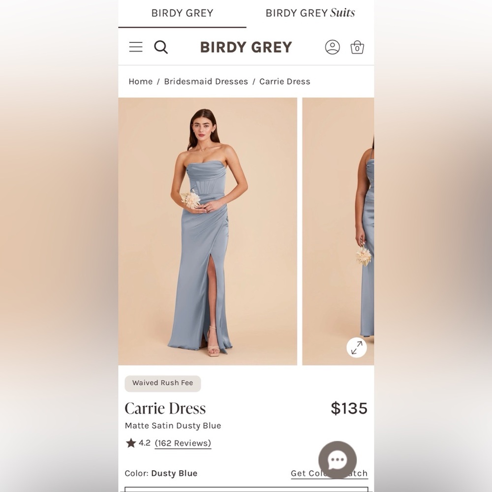 Birdy Grey Carrie Matte Satin Dusty Blue Bridesmaid Dress